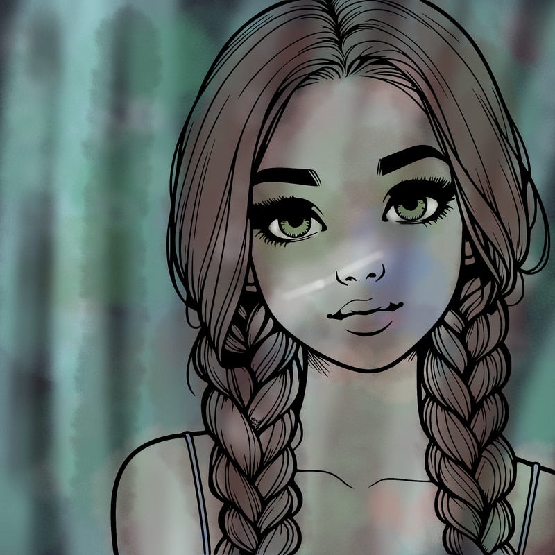 realistic girl with braids