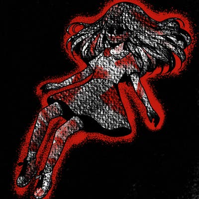 realistic girl floating