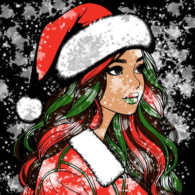 realistic girl in santa hat