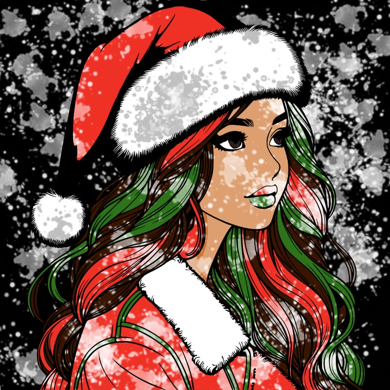 realistic girl in santa hat
