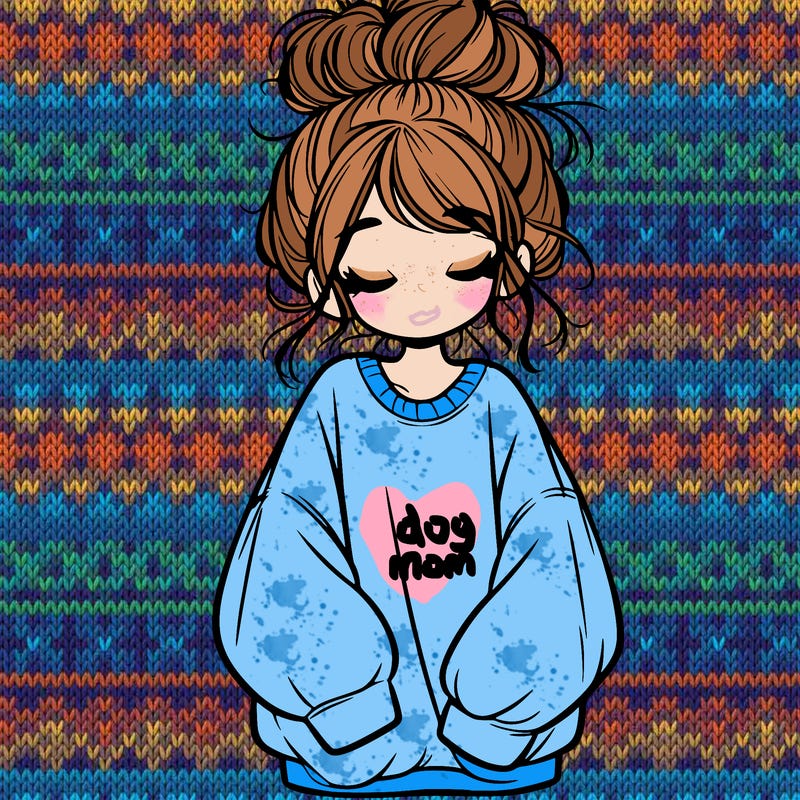 girl with baggy sweatshirt and messy bun