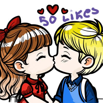 boy and girl kissing