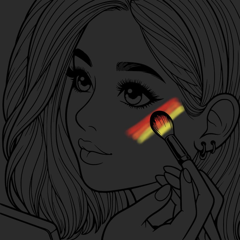 a realistic girl doing her makeup