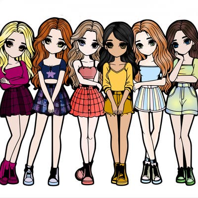 a group of girls realistic