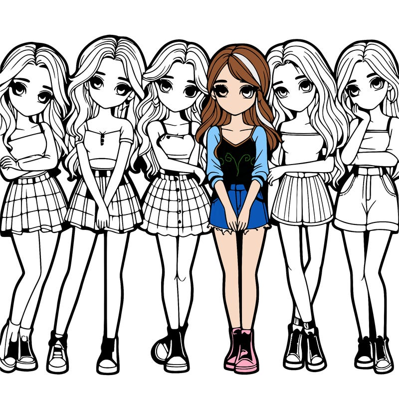 a group of girls realistic