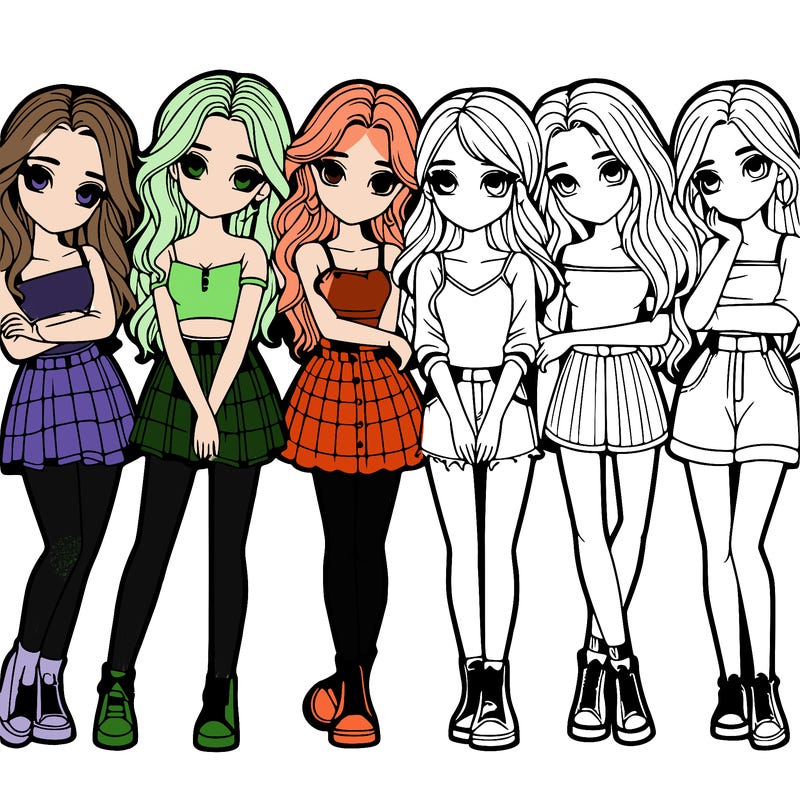 a group of girls realistic