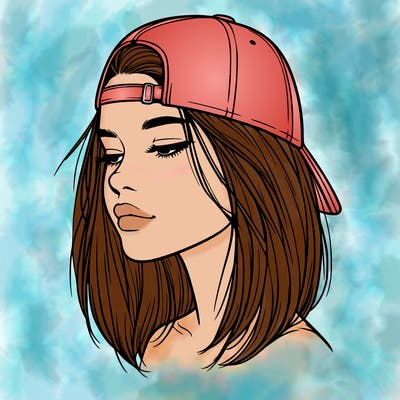 realistic  girl with a backwards hat