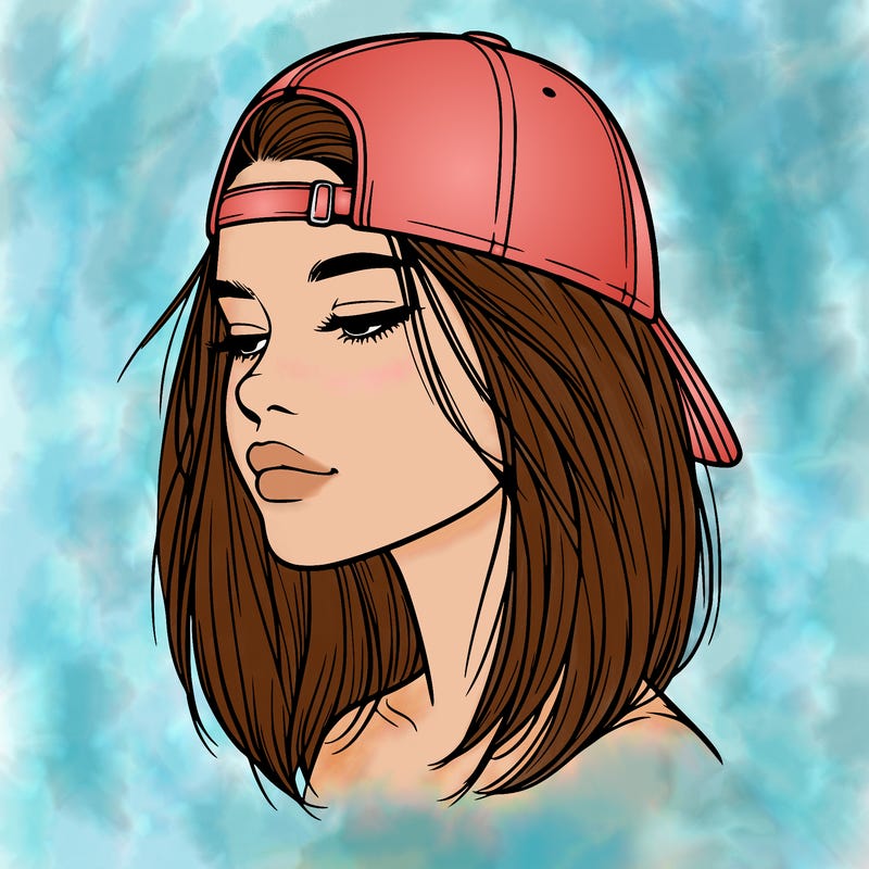 realistic  girl with a backwards hat