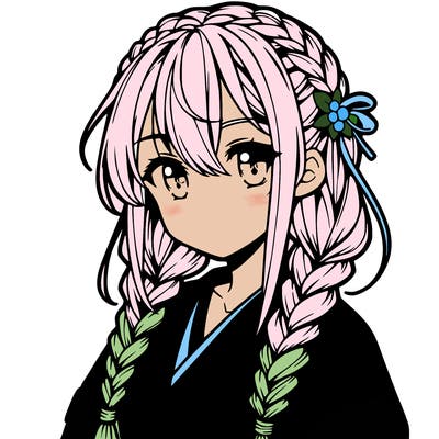 anime girl, braided hair