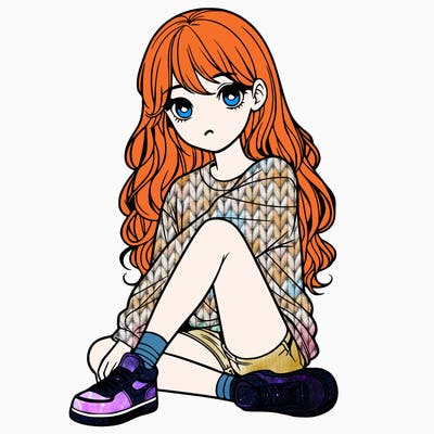 girl sitting realistic