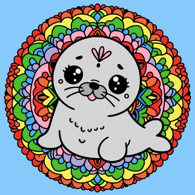 a cute baby seal mandala