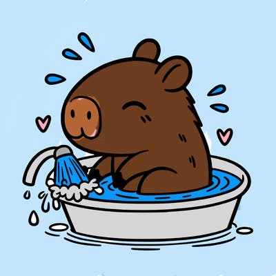 capybara taking a bath