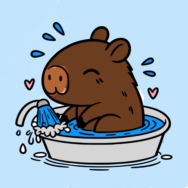 capybara taking a bath