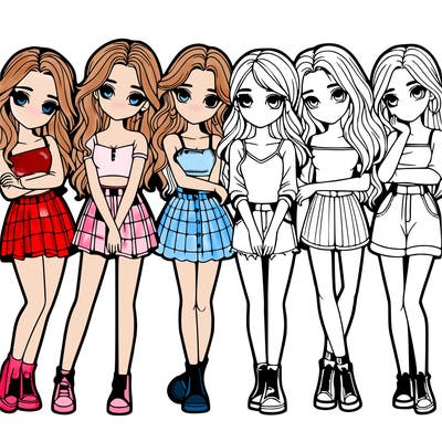 a group of girls realistic