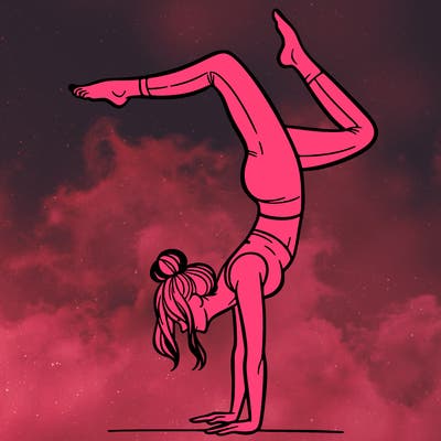 a woman doing a handstand