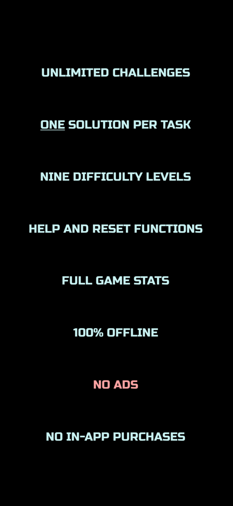 List of ARDUUM game features including offline mode no ads and nine difficulty levels