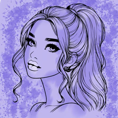 realistic girl with a ponytail on her hair and lips