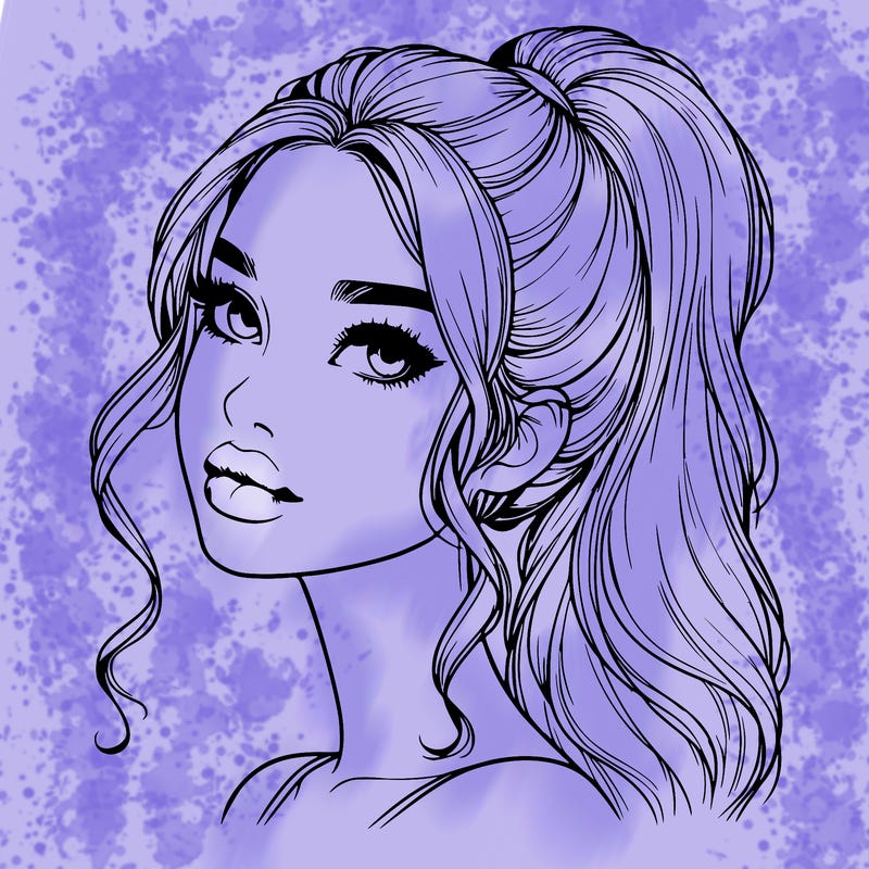 realistic girl with a ponytail on her hair and lips