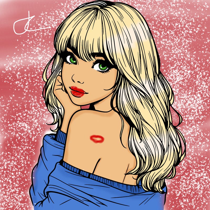 realistic girl with bangs looking over her shoulder