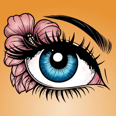 realistic eye with flower