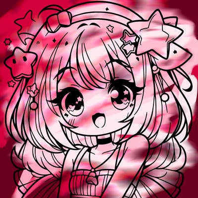 cute anime girl with star accessories