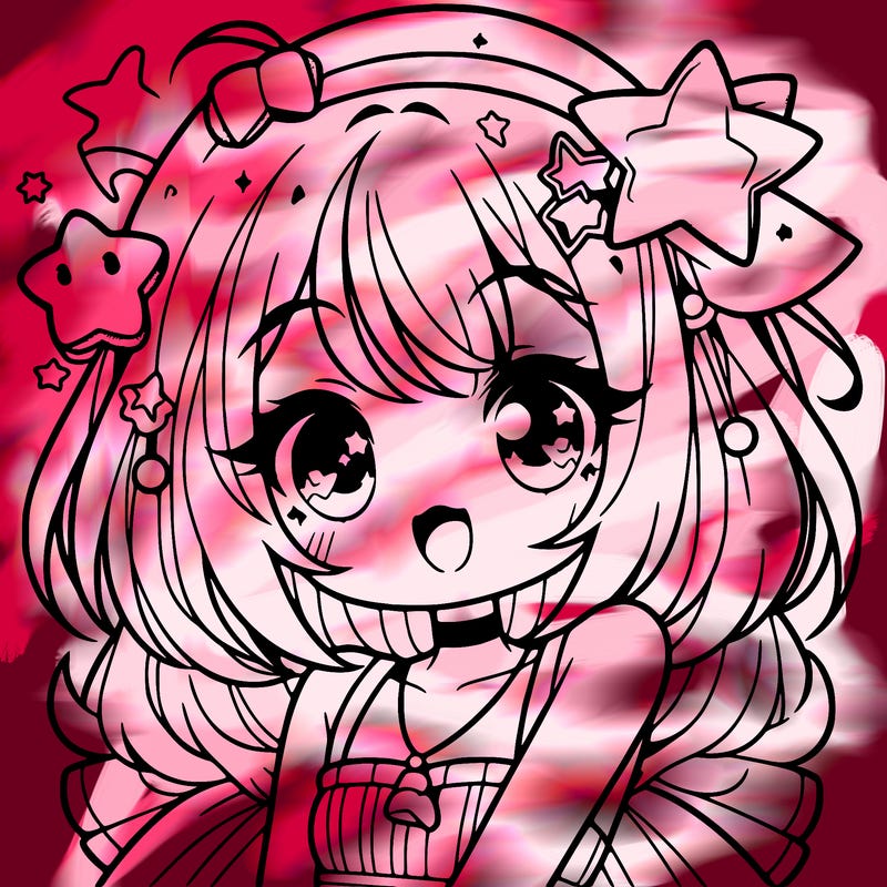 cute anime girl with star accessories