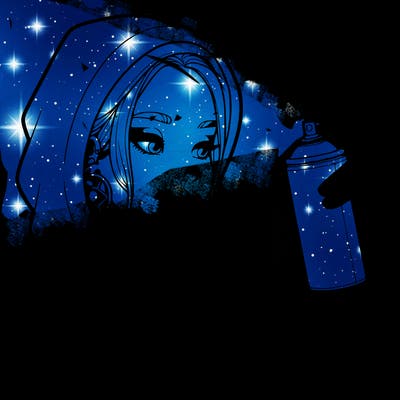 a realistic girl, spray painting