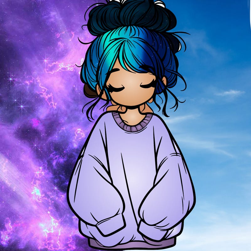 girl with baggy sweatshirt and messy bun