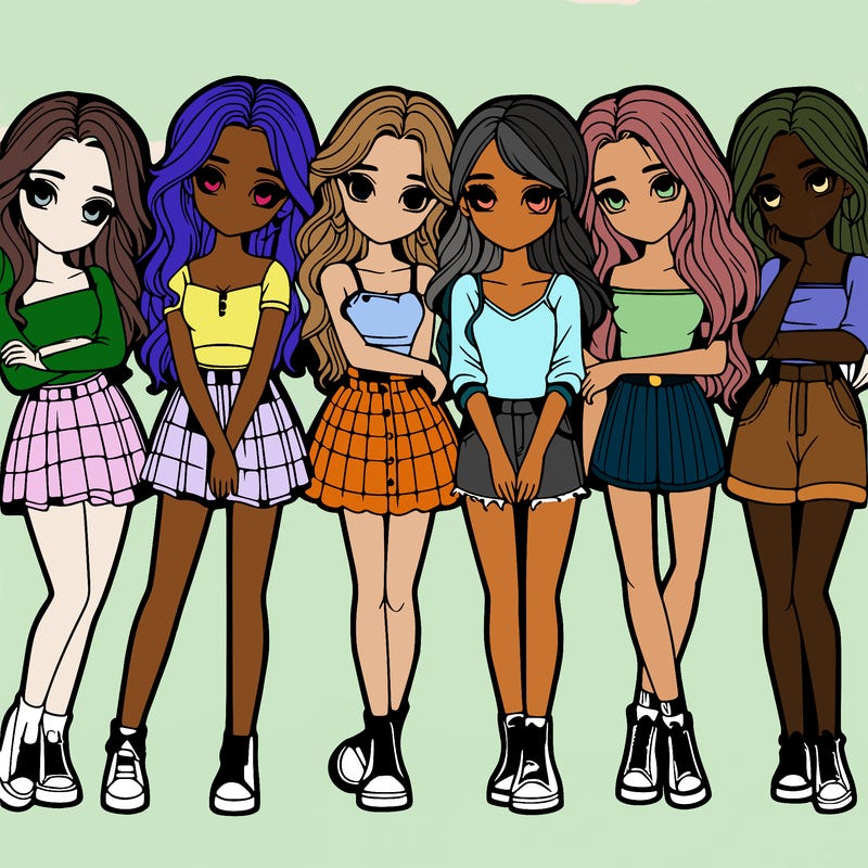 a group of girls realistic