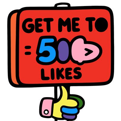 sign that says get me to 50 likes