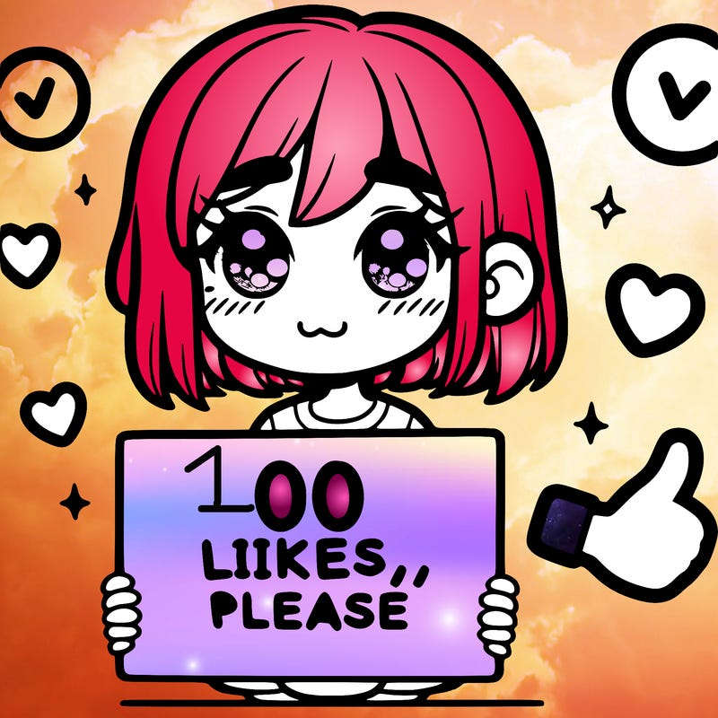 a girl with a sign saying 100 likes, please