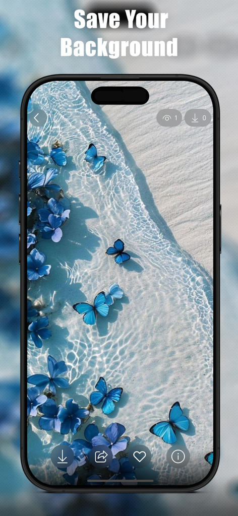 Blue Aesthetic Wallpapers - 青い蝶と海の波紋のある青い美的iPhoneの壁紙