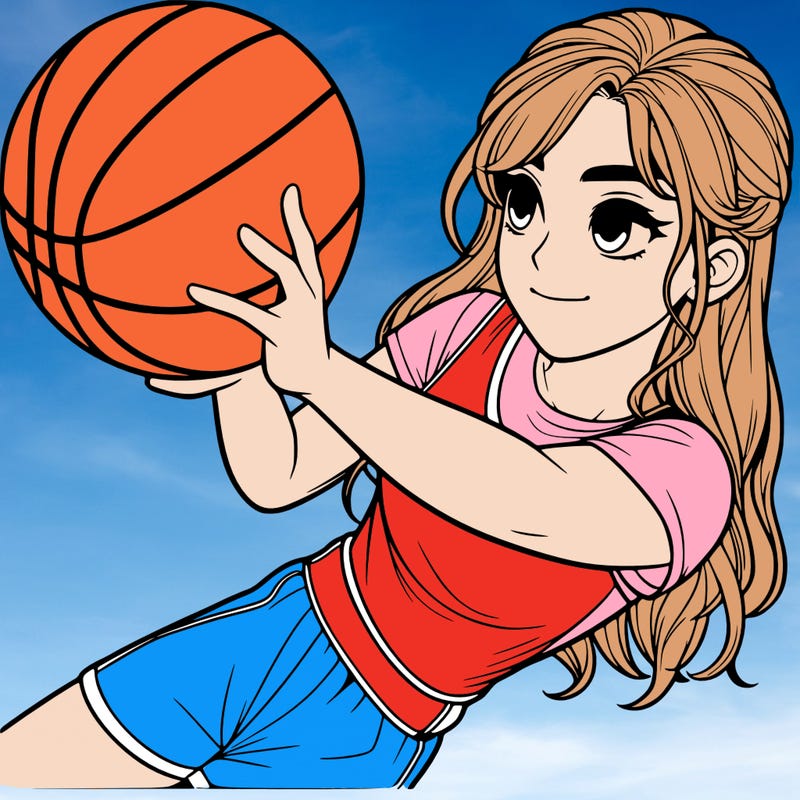 realistic girl playing basketball