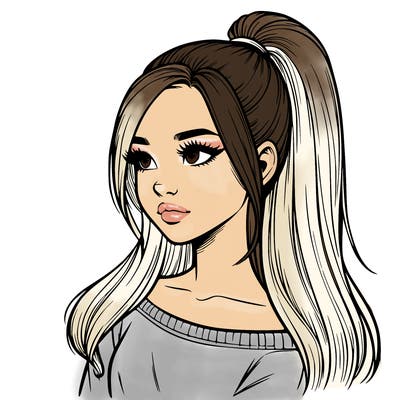 realistic girl with a high ponytail