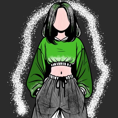 realistic girl faceless with baggy pants and a crop top