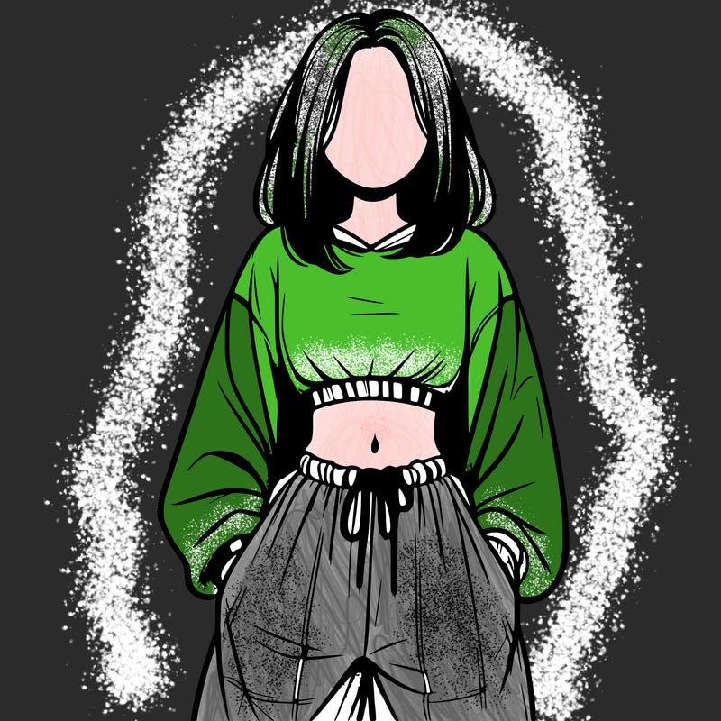 realistic girl faceless with baggy pants and a crop top