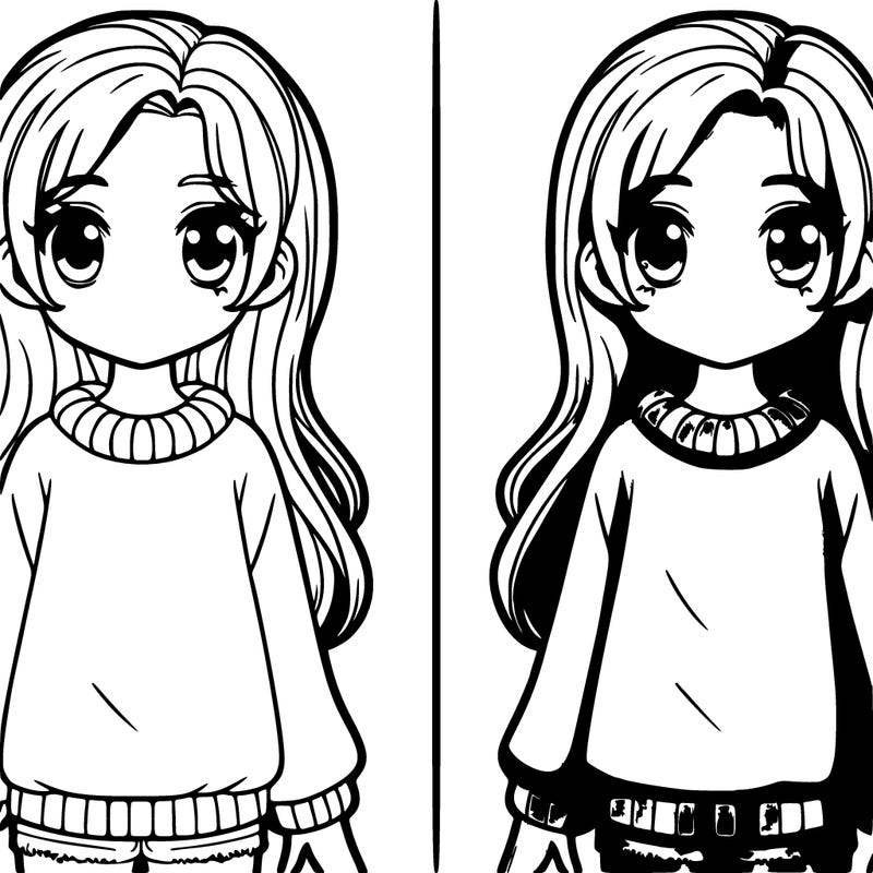 a girl and the picture is split in half and both are side by side