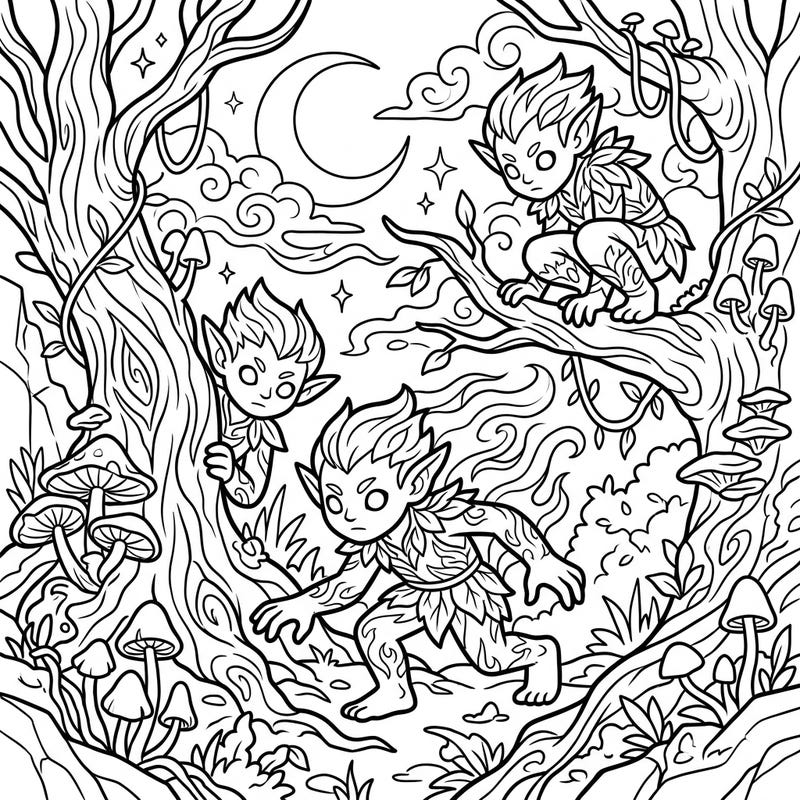 Step into a world of nocturnal wonder with this captivating Shadow Trolls coloring page, thoughtfully designed for seniors. Enjoy the ease of large print and bold outlines as you bring these mystical forest dwellers to life with your favorite colors.