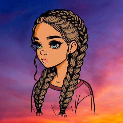 realistic girl with braids