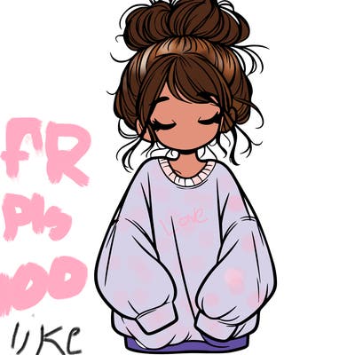 girl with baggy sweatshirt and messy bun