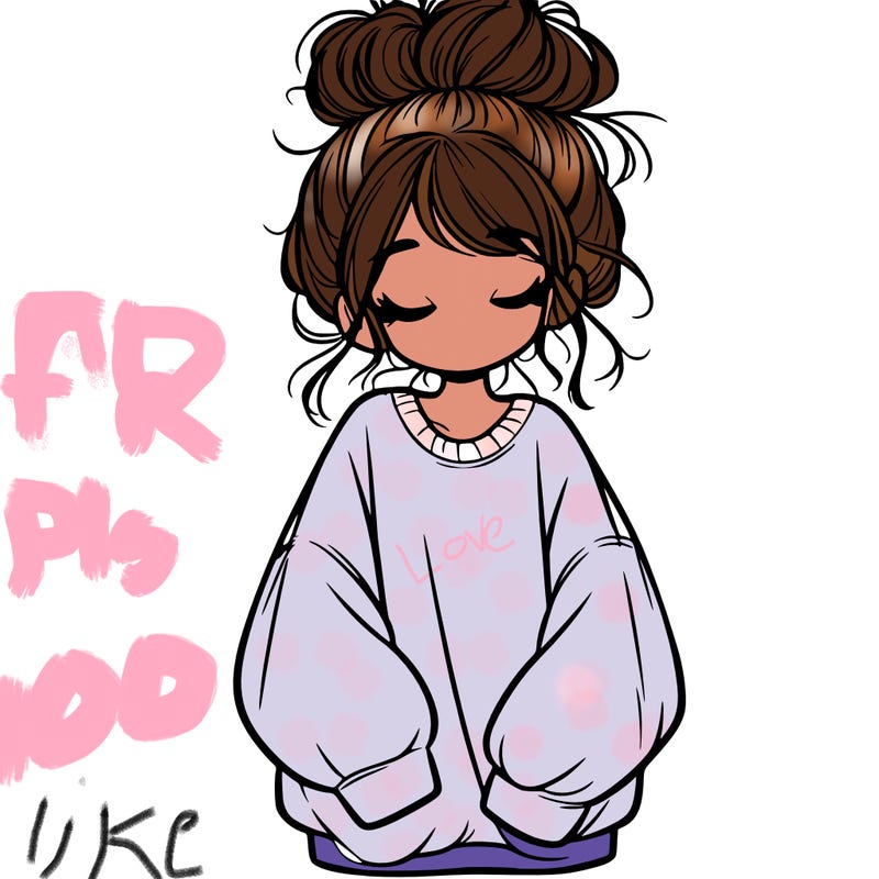 girl with baggy sweatshirt and messy bun