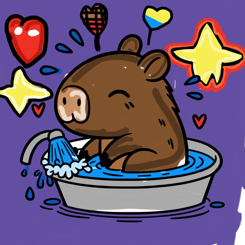 capybara taking a bath