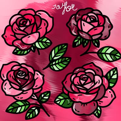 cute four pieces roses