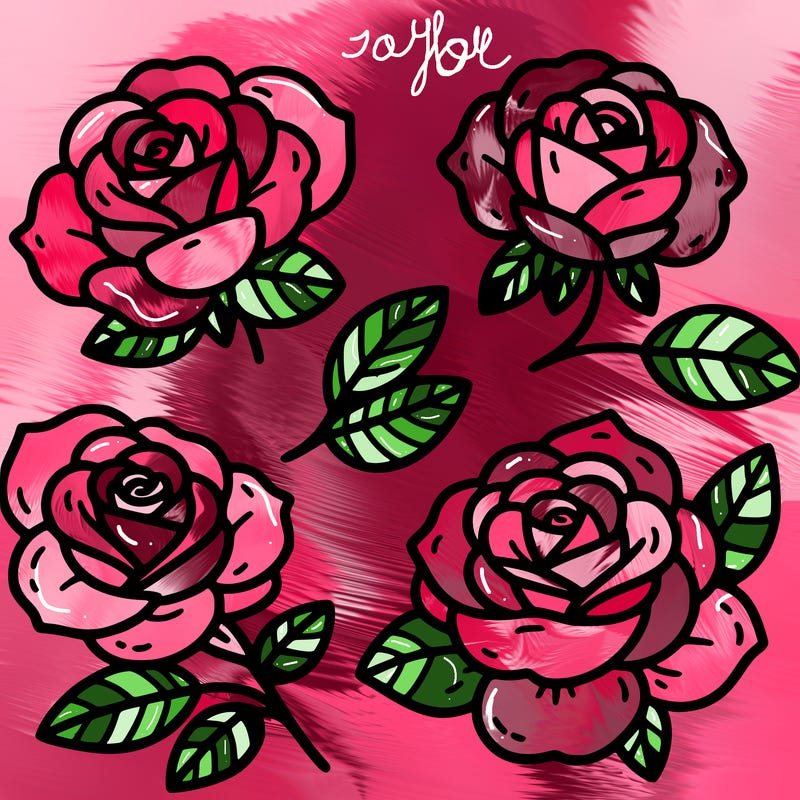 cute four pieces roses