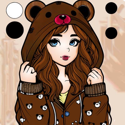 realistic girl in a animal pjs hoodie