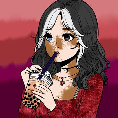 realistic girl drinking boba tea