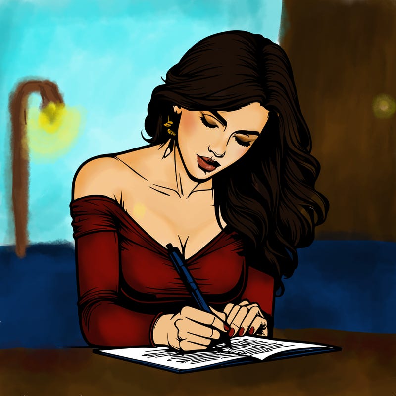 realistic female writing poetry