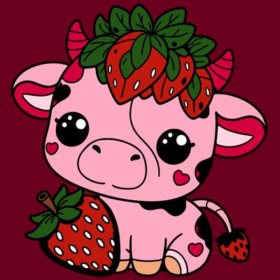 cute strawberry cow