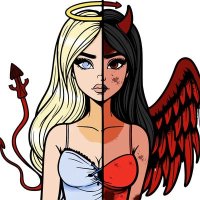 devil vs angel realistic girl