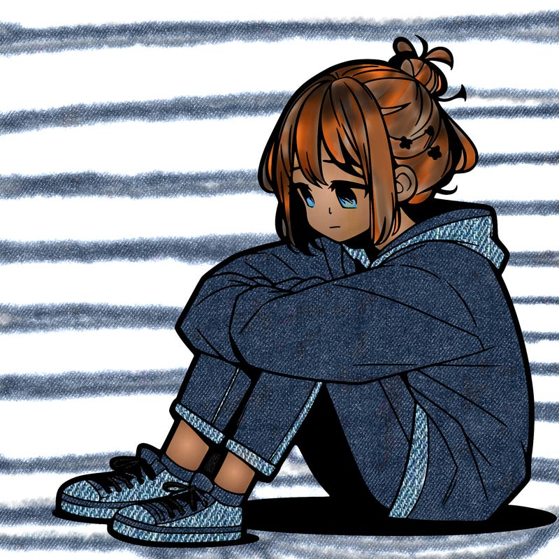 sad anime girl sitting alone